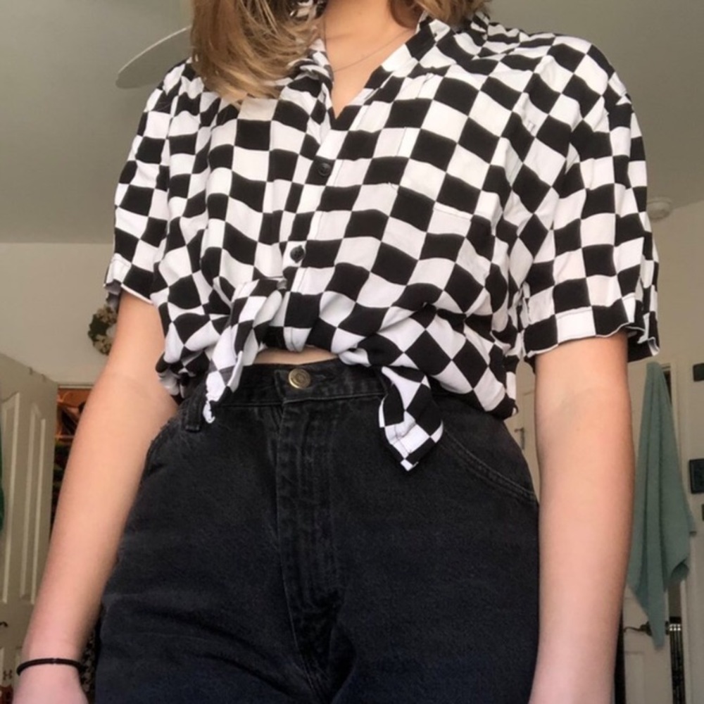 Checkered Urban Outfitters Button Down Top